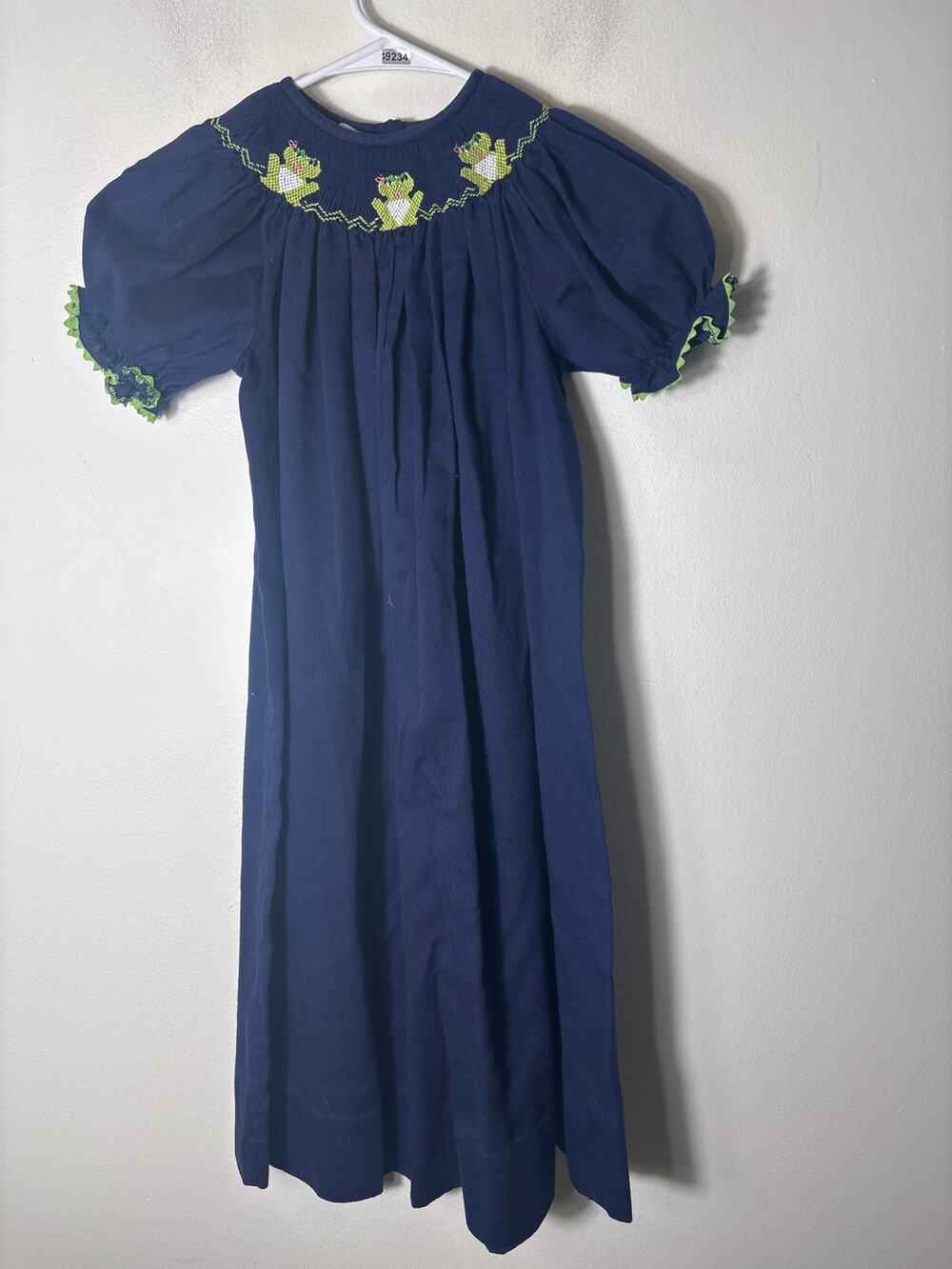 Girls Vintage Amanda Remembered Navy Smocked Frog Dress Sz 6x